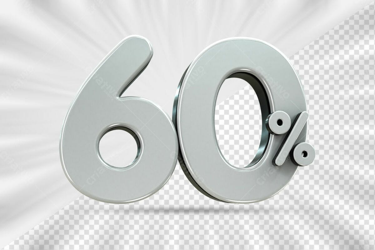 Elementos 3D para Promoção 60% OFF PSD Editável