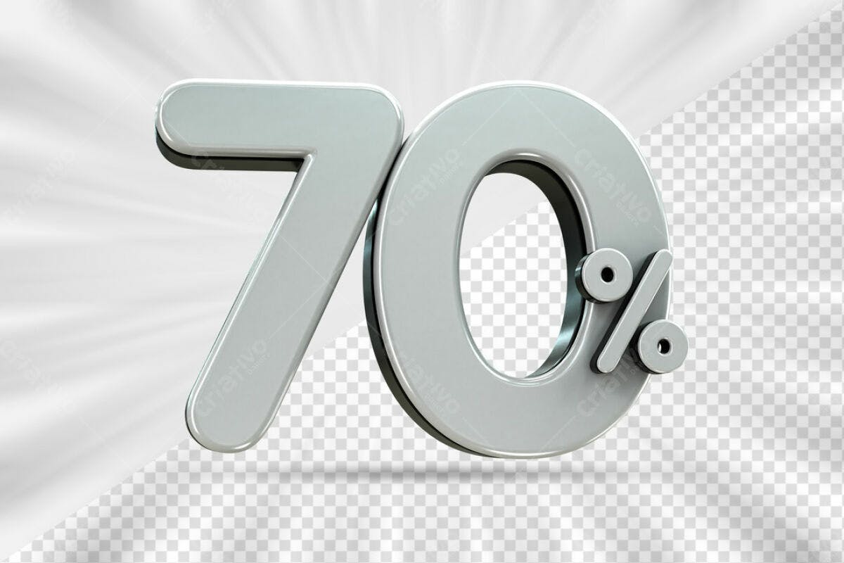 Elemento 70% Desconto Prata PSD Editável