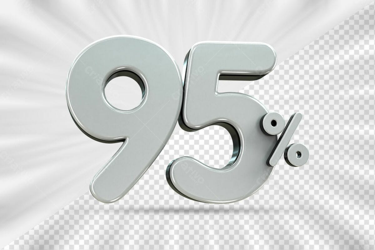 Design de Número 95% para Promoção PSD Editável