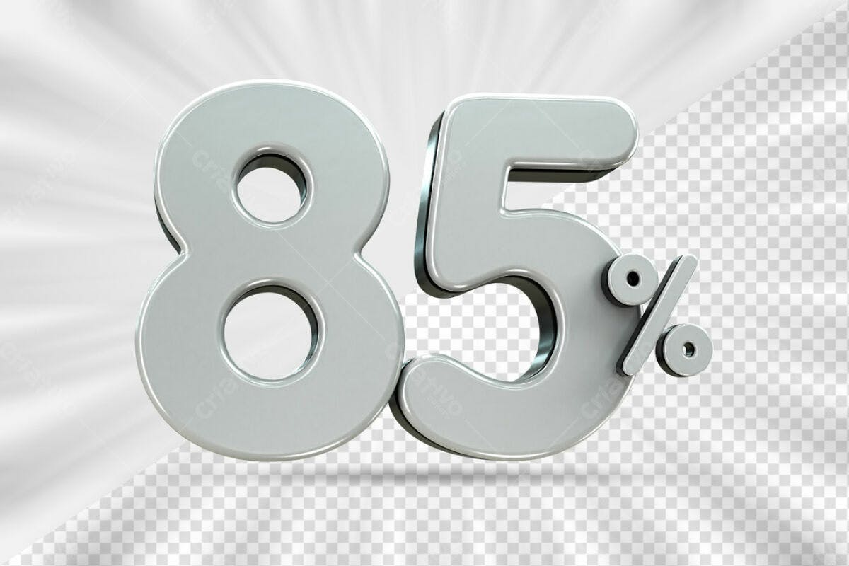 Números 85% Desconto PSD Editável