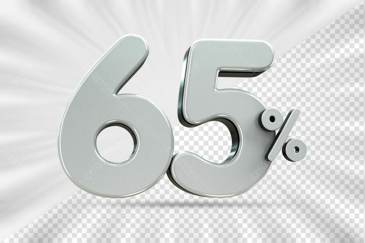 Números 65% Desconto PSD Editável