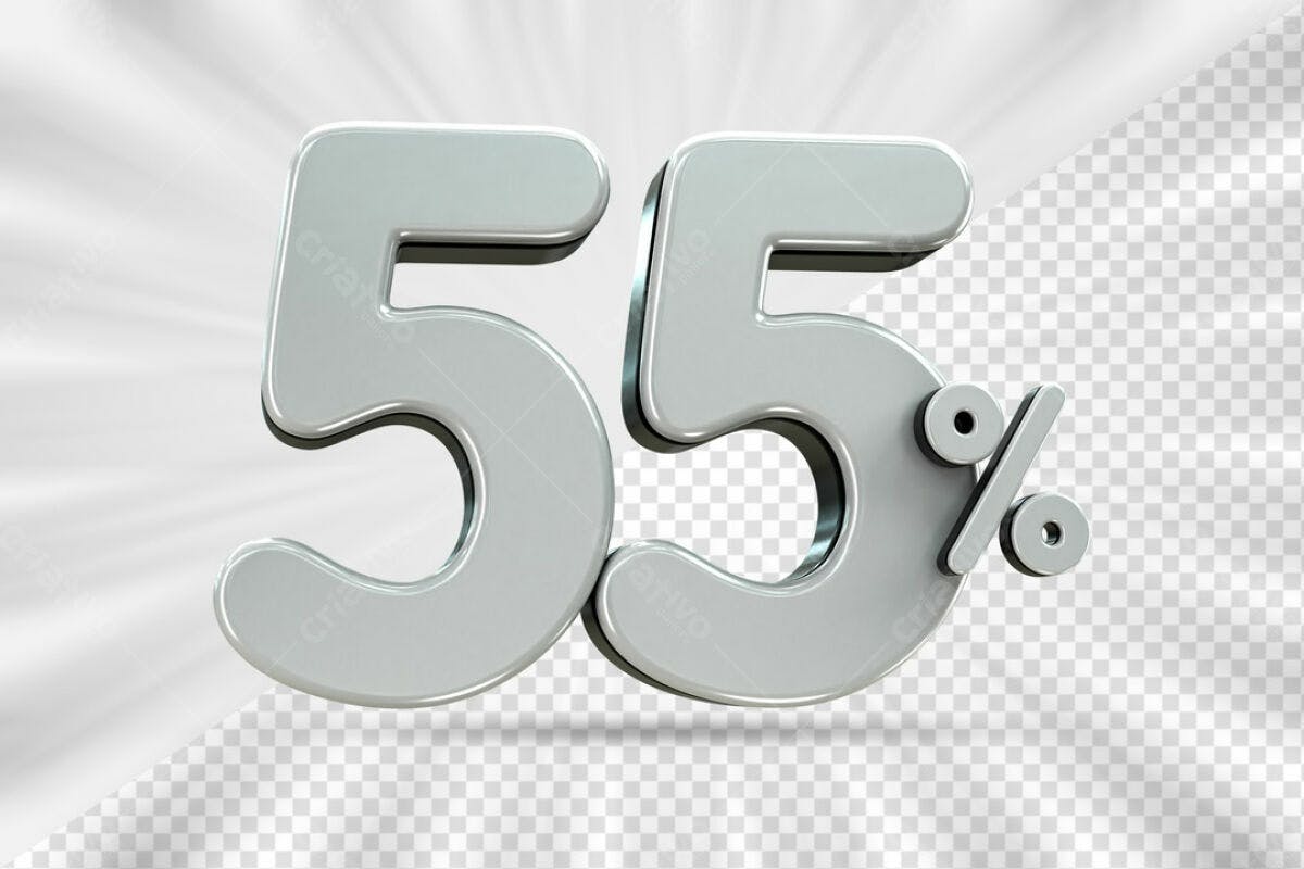 Números 55% Desconto PSD Editável