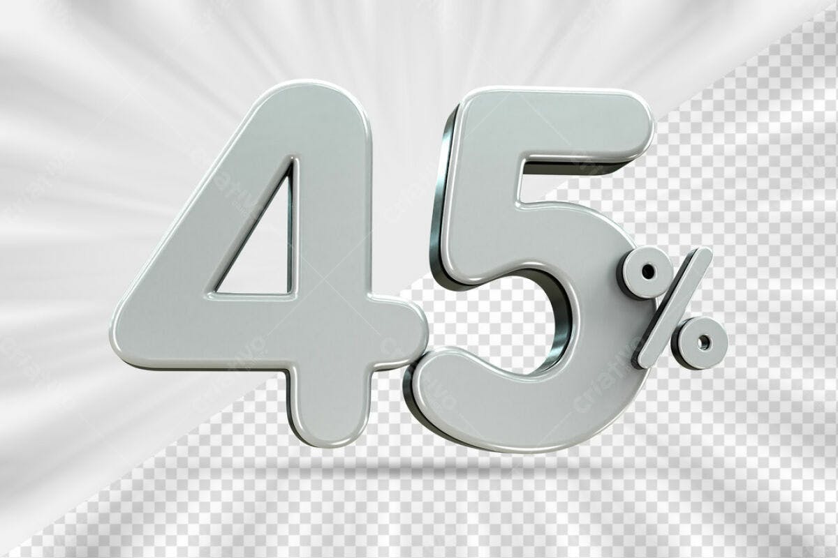 Números 45% Desconto PSD Editável