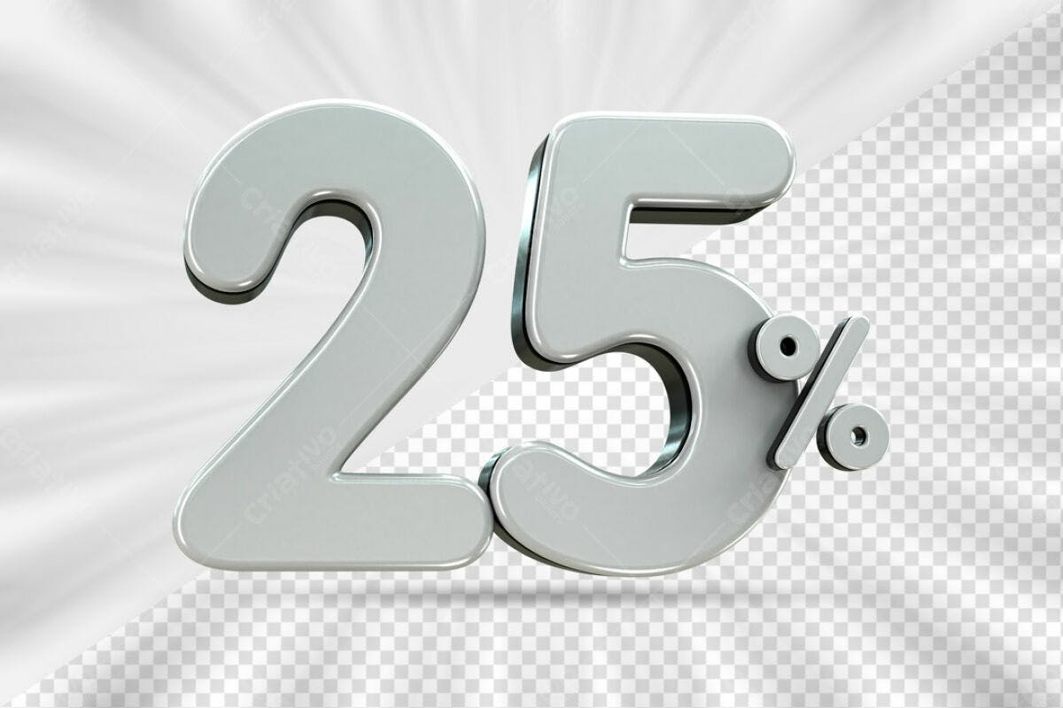 Elementos 3D para Desconto 25% PSD Editável
