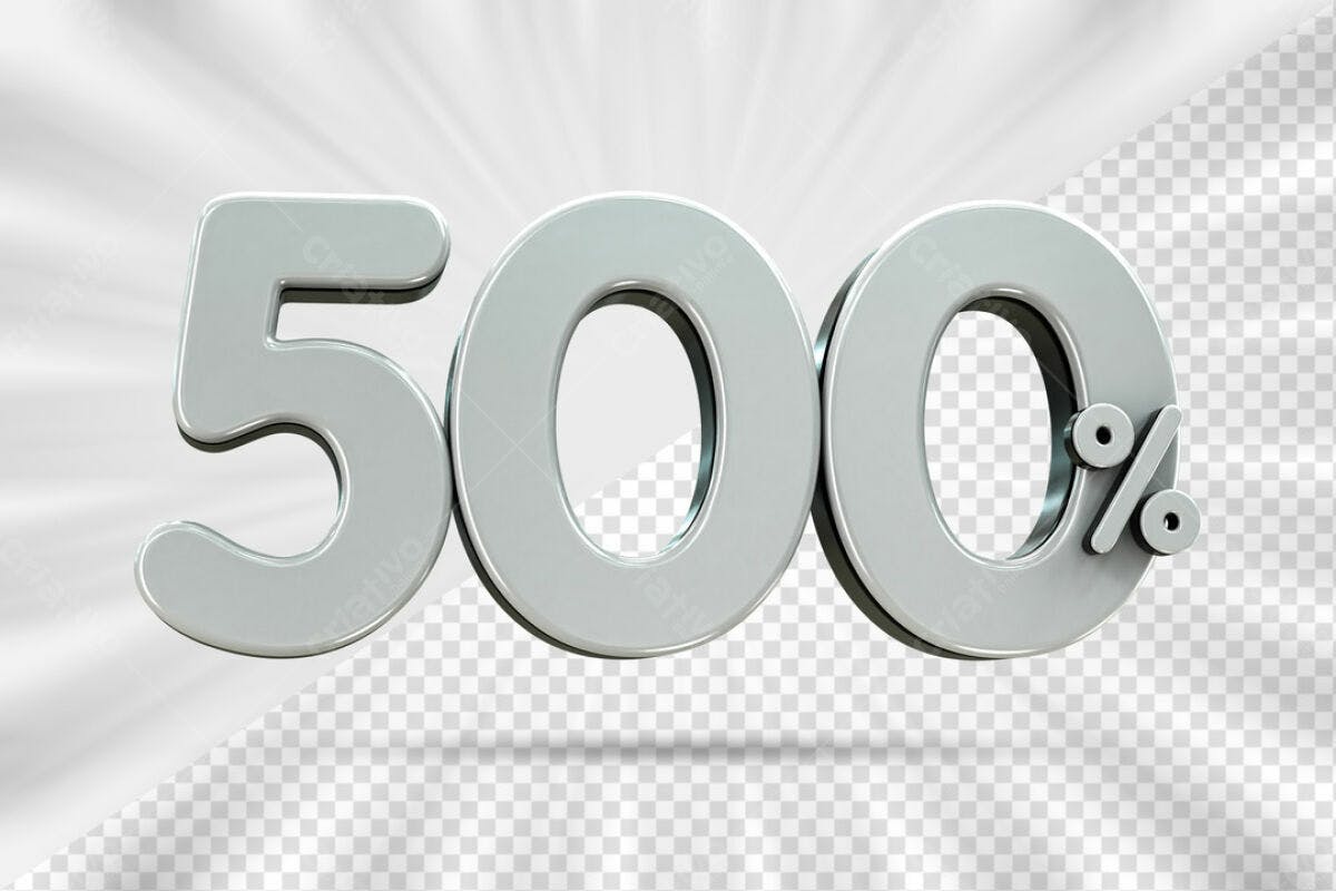 Números 500% em 3D PSD Editável