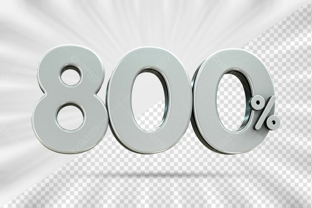 Número 800% em 3D PSD Editável