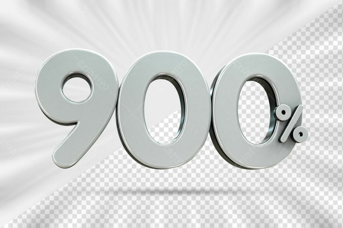 Números 900% em 3D para Promoção PSD Editável