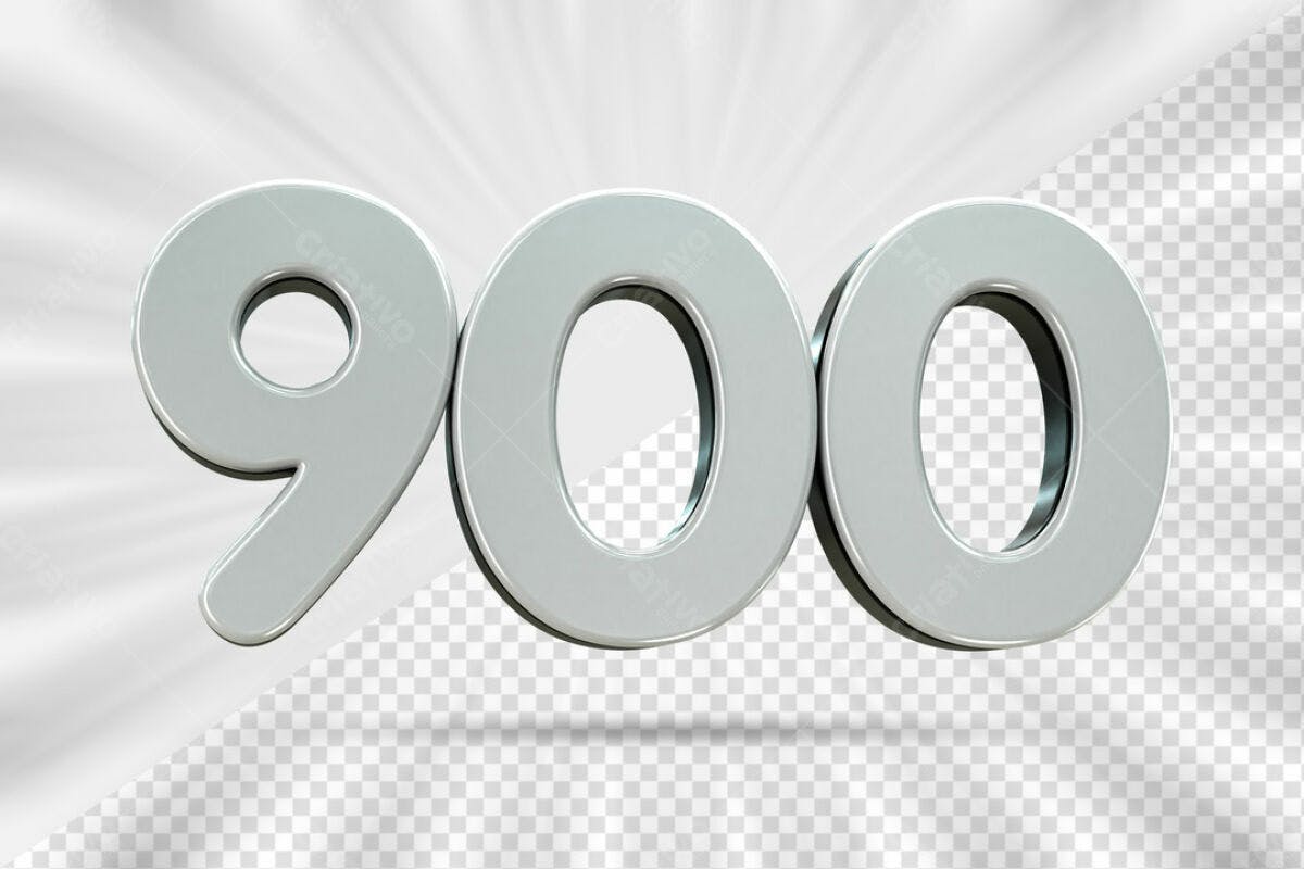 Números 900 em 3D PSD Editável