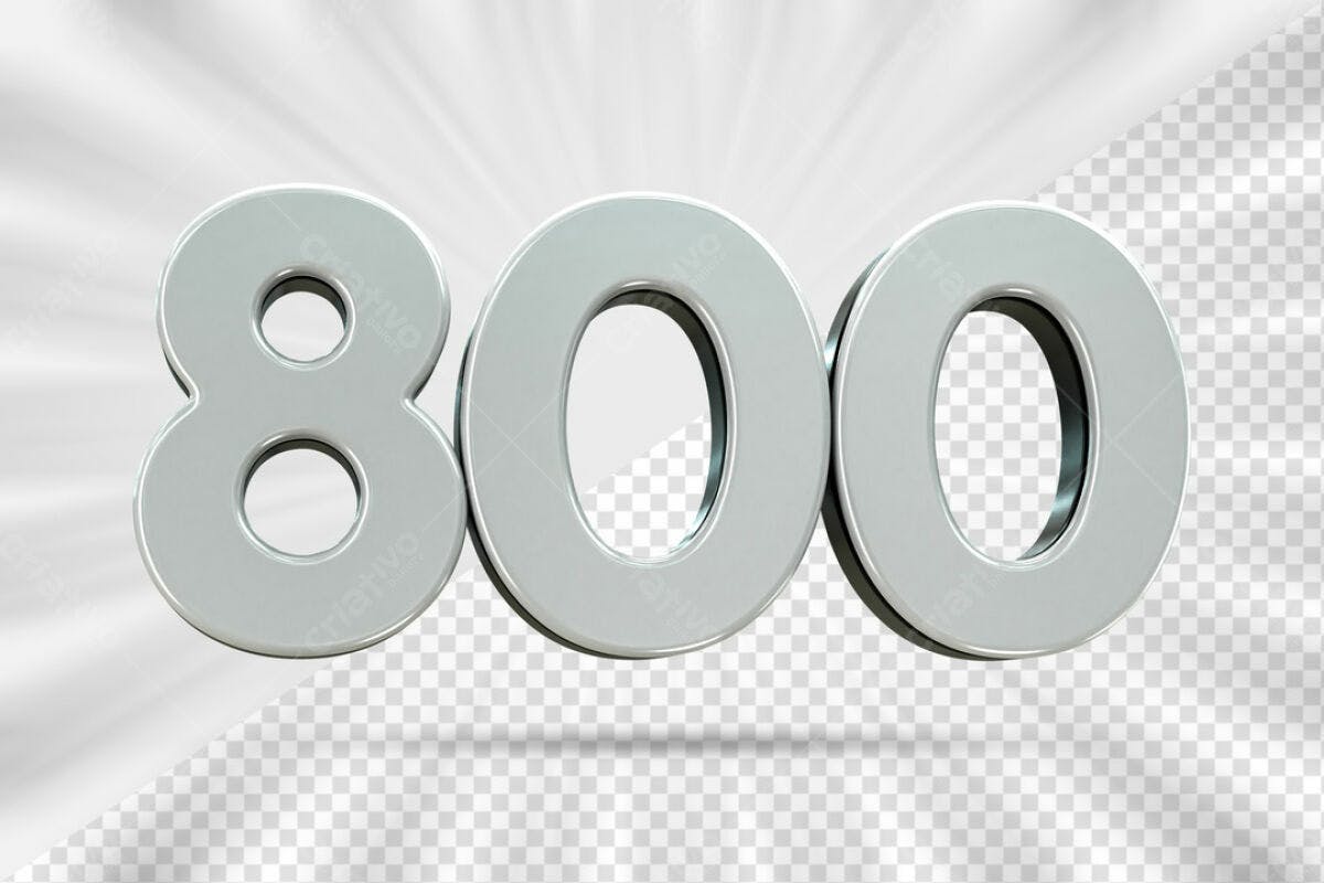 Números 800 em PSD Editável para Contagem Regressiva