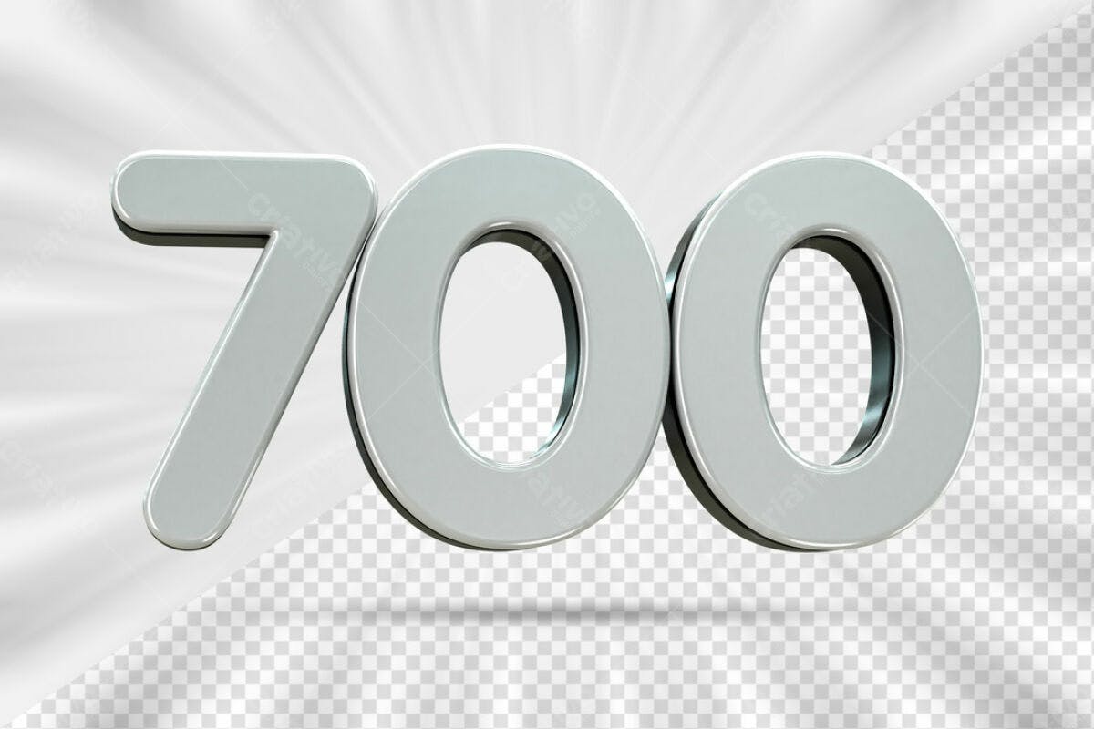 Número 700 em 3D PSD Editável