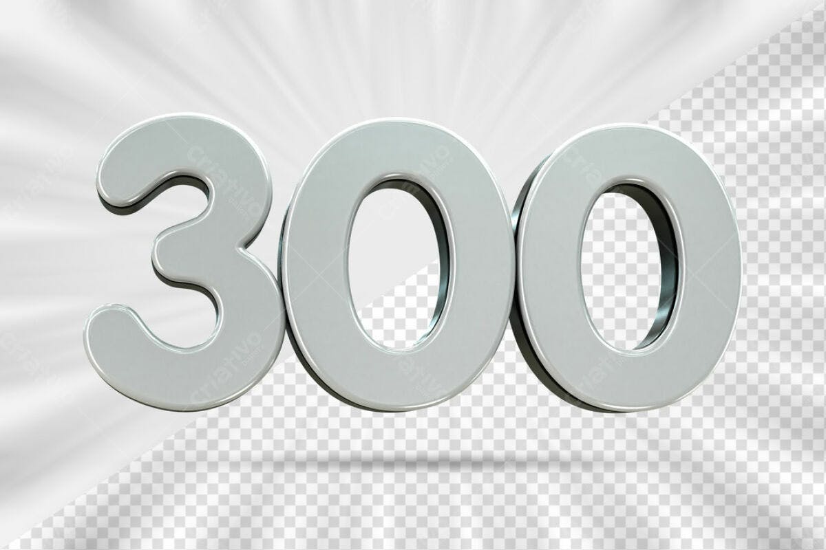 Números 300 em PSD para Anúncios de Aniversário Editável