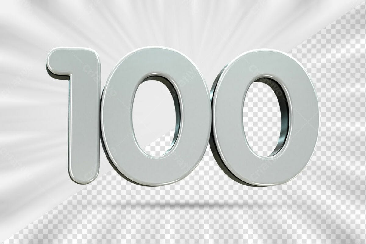 Número 100 em 3D PSD Editável