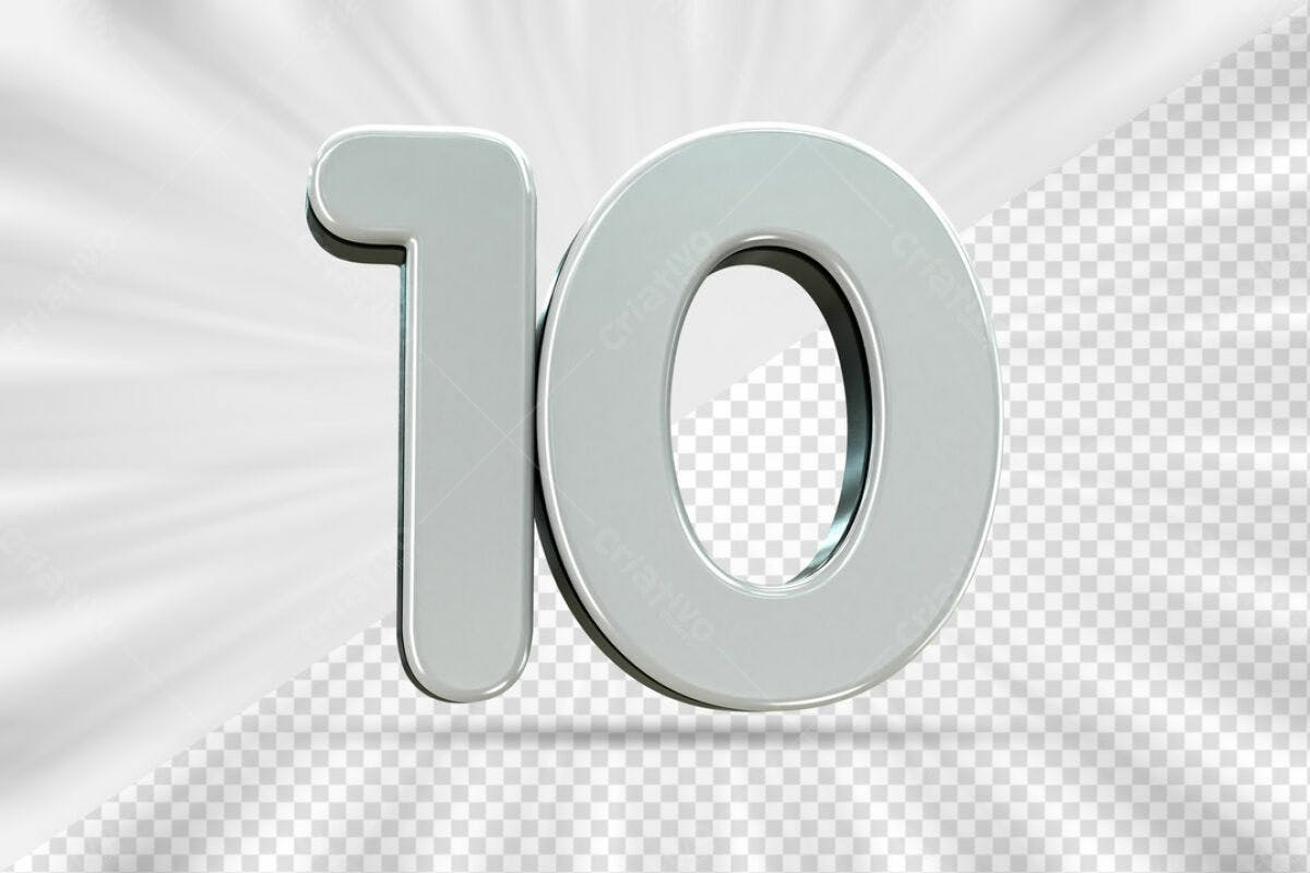 Número 10 em 3D - Aniversário de 10 Anos PSD Editável