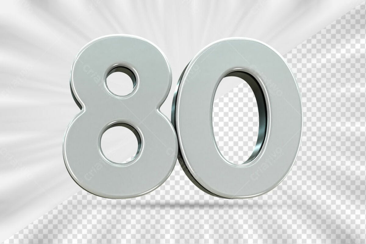 Números 80 Anos PSD Editável