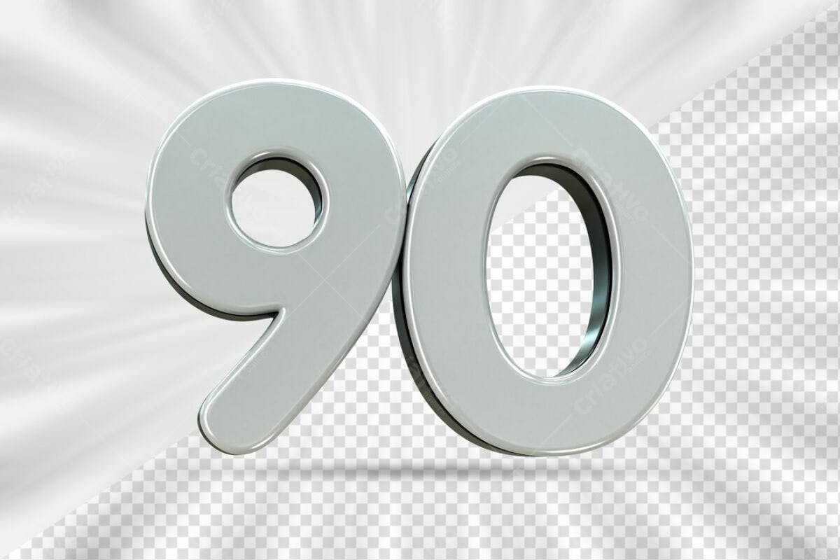 Números 90 Anos PSD Editável