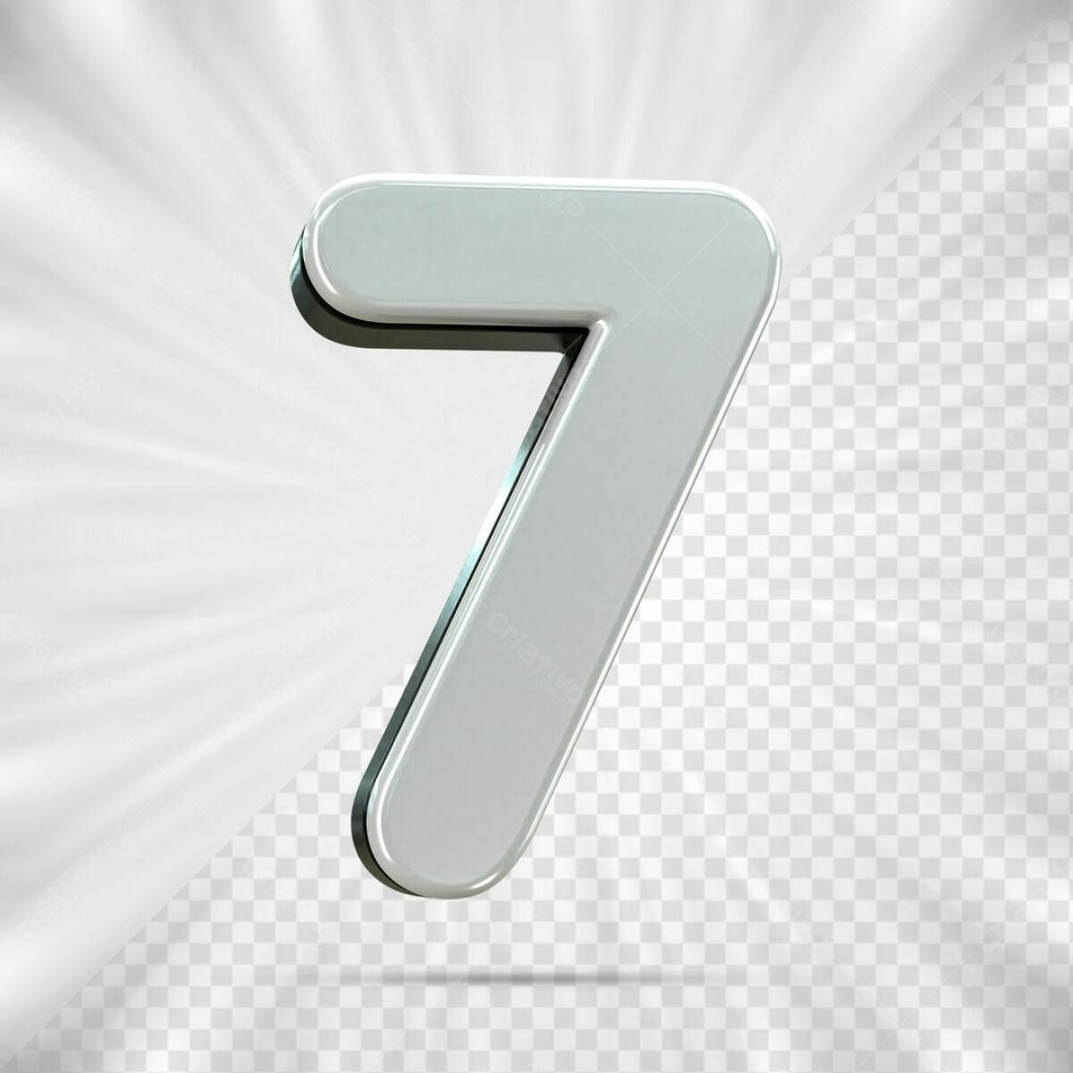 Número 7 em 3D PSD Editável