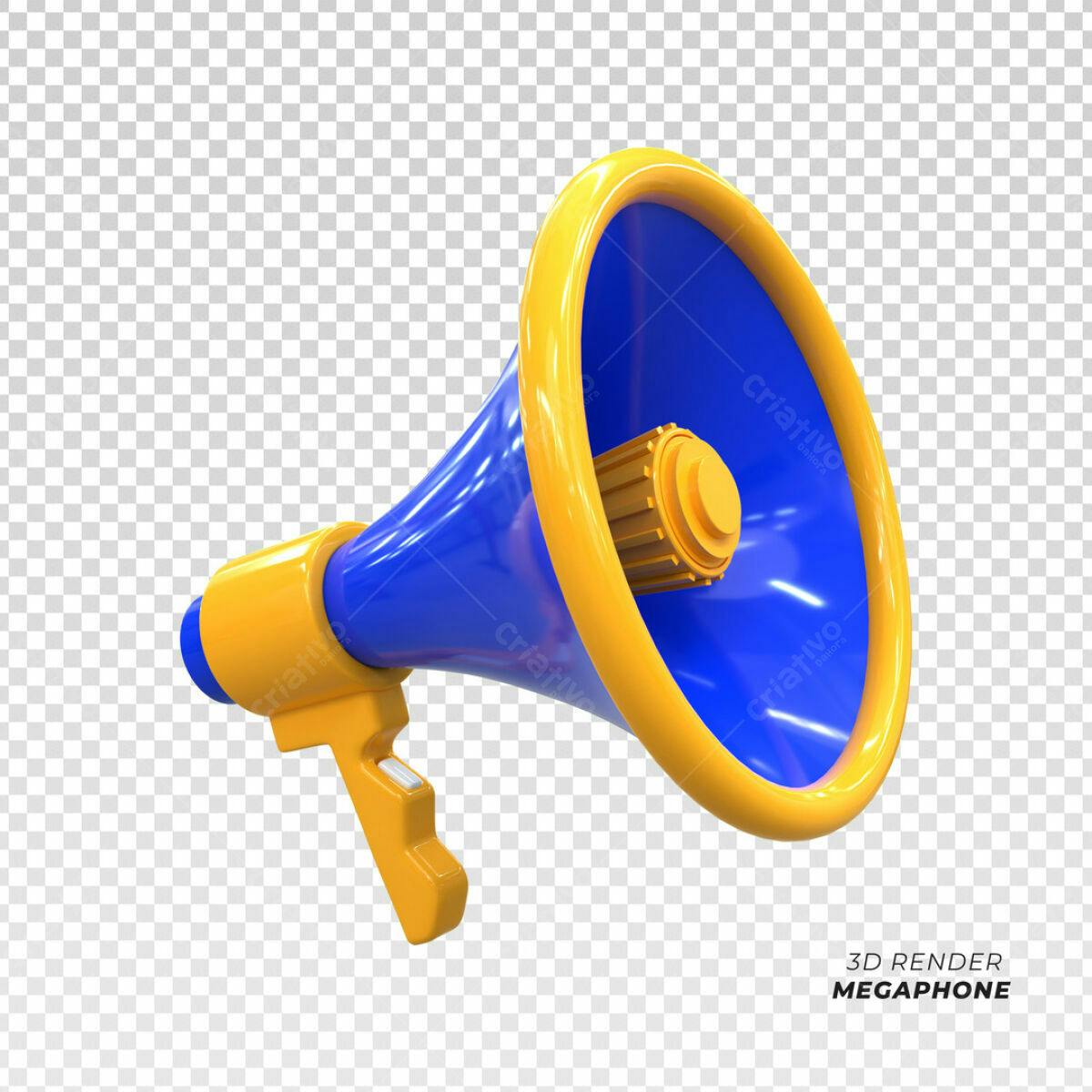 Megafone Azul e Amarelo PSD Editável