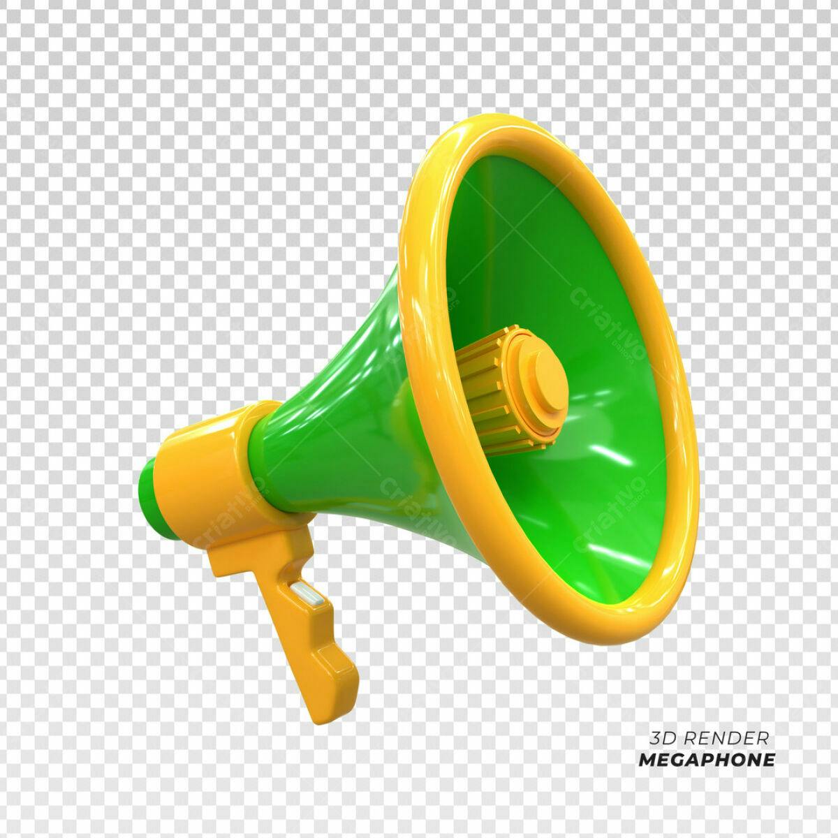 Megafone Verde e Amarelo PSD Editável