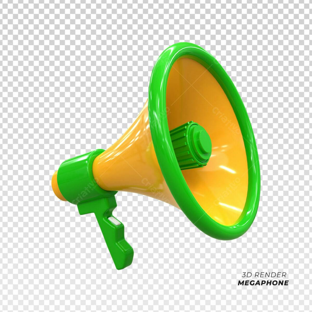 Megafone Amarelo e Verde PSD Editável