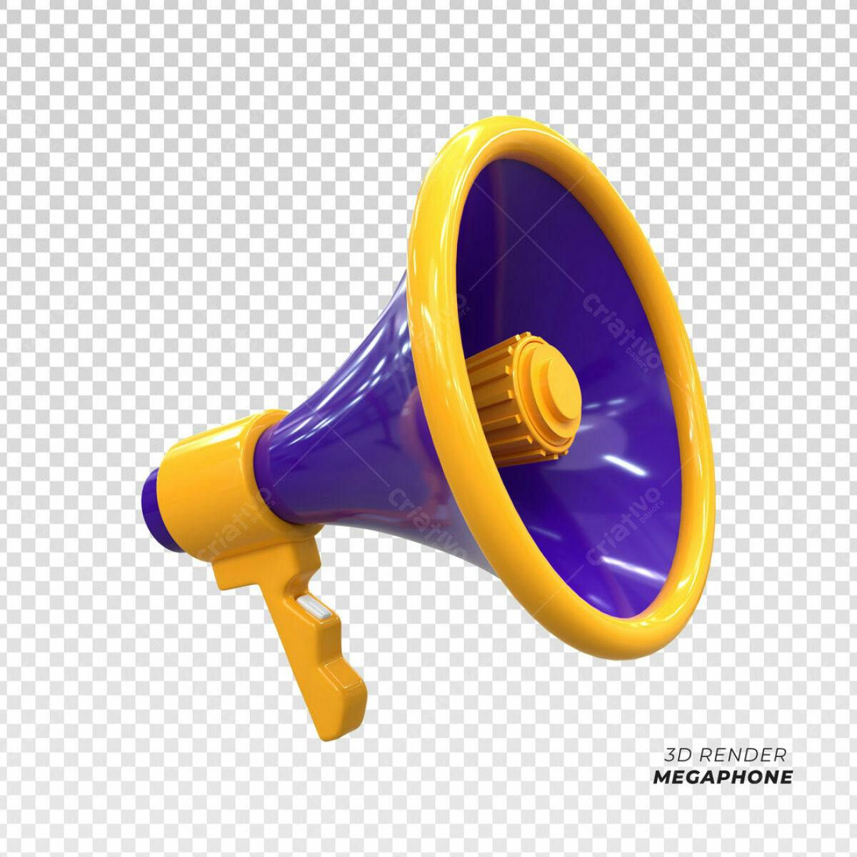 Megafone Roxo e Amarelo PSD Editável