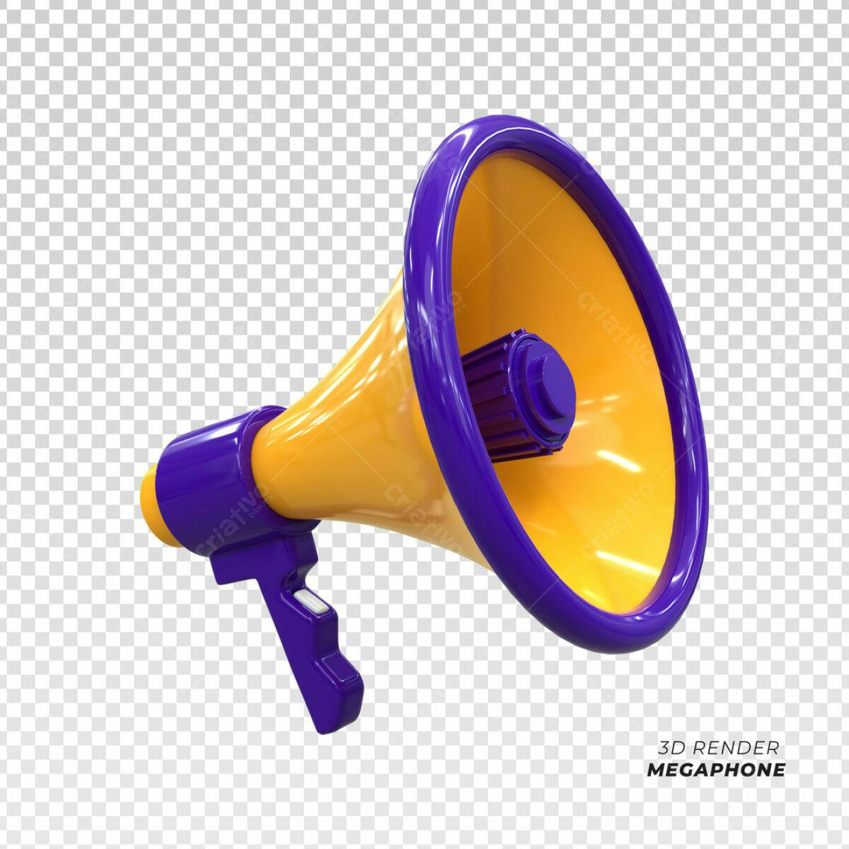 Megafone Amarelo e Roxo PSD Editável