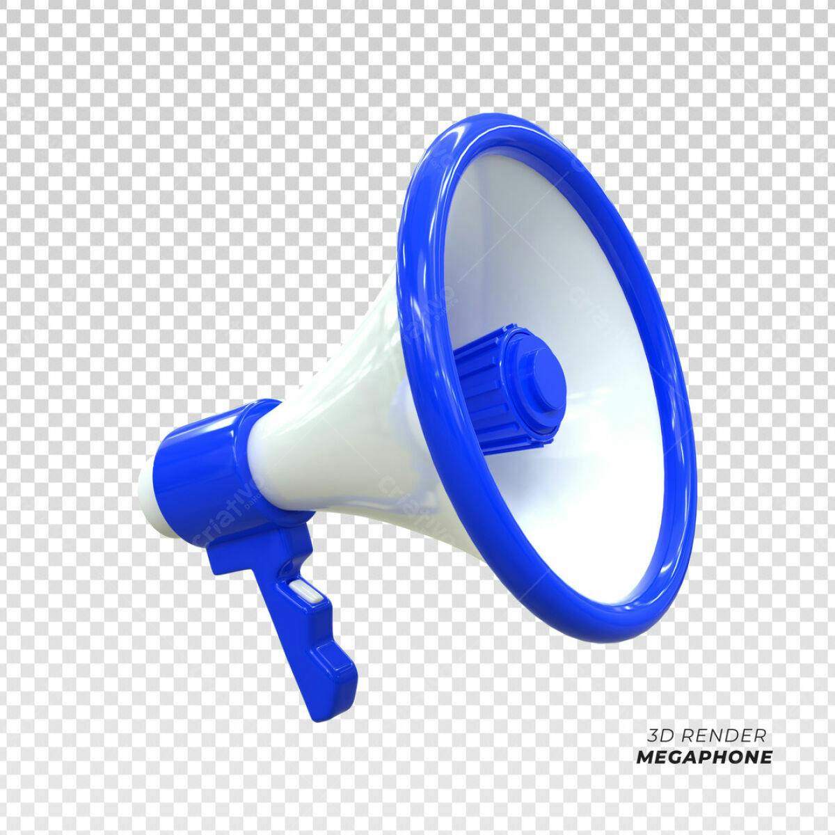 Megafone Azul e Branco PSD Editável
