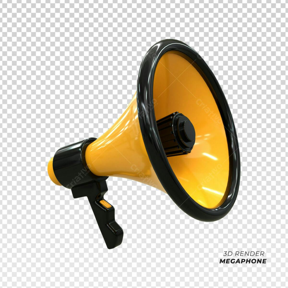Megafone Amarelo e Preto PSD Editável