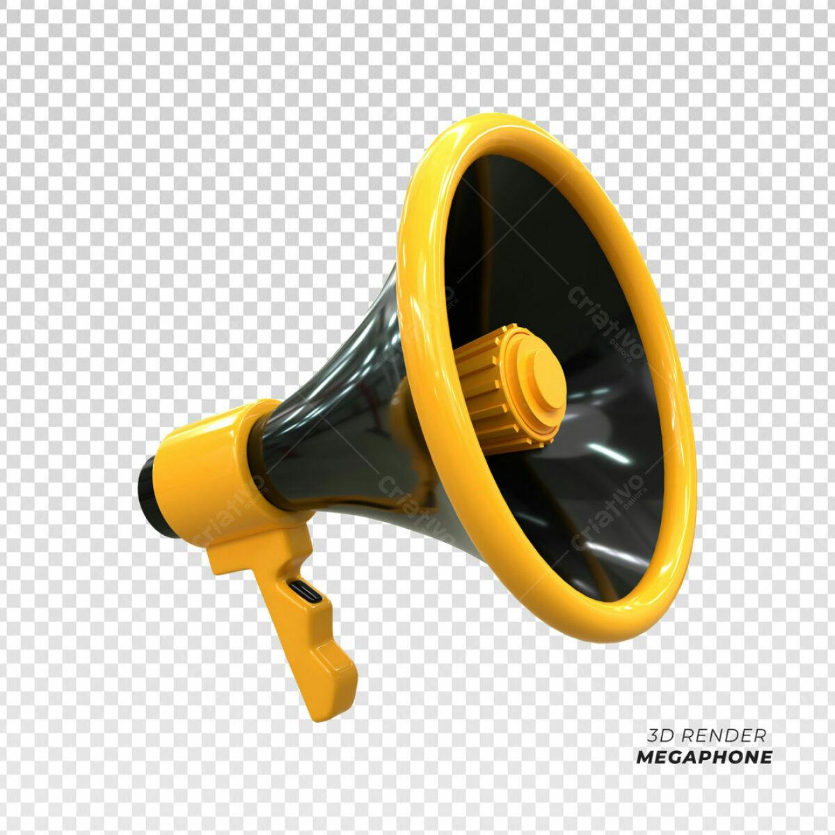 Megafone Amarelo e Preto PSD Editável