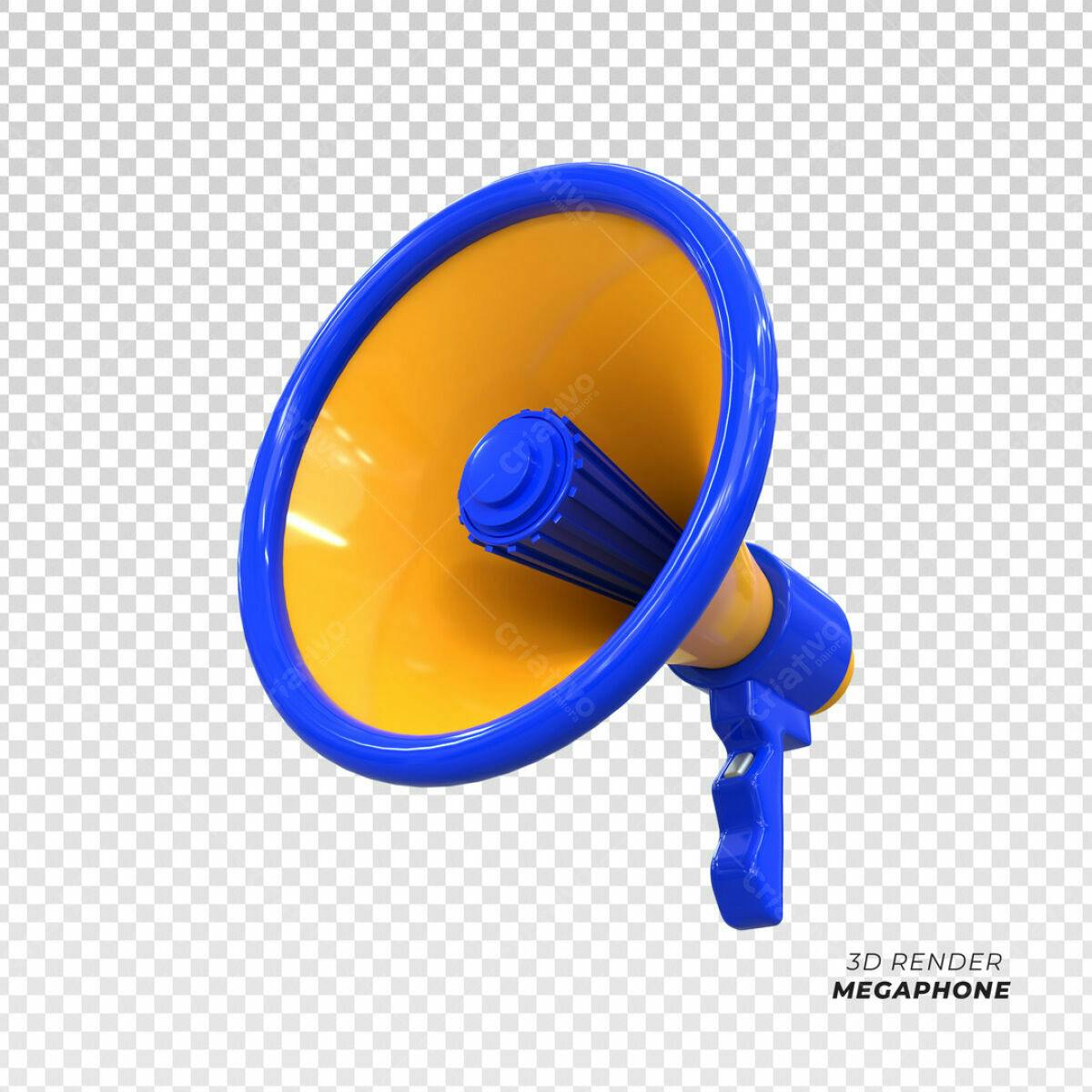 Megafone Amarelo e Azul PSD Editável