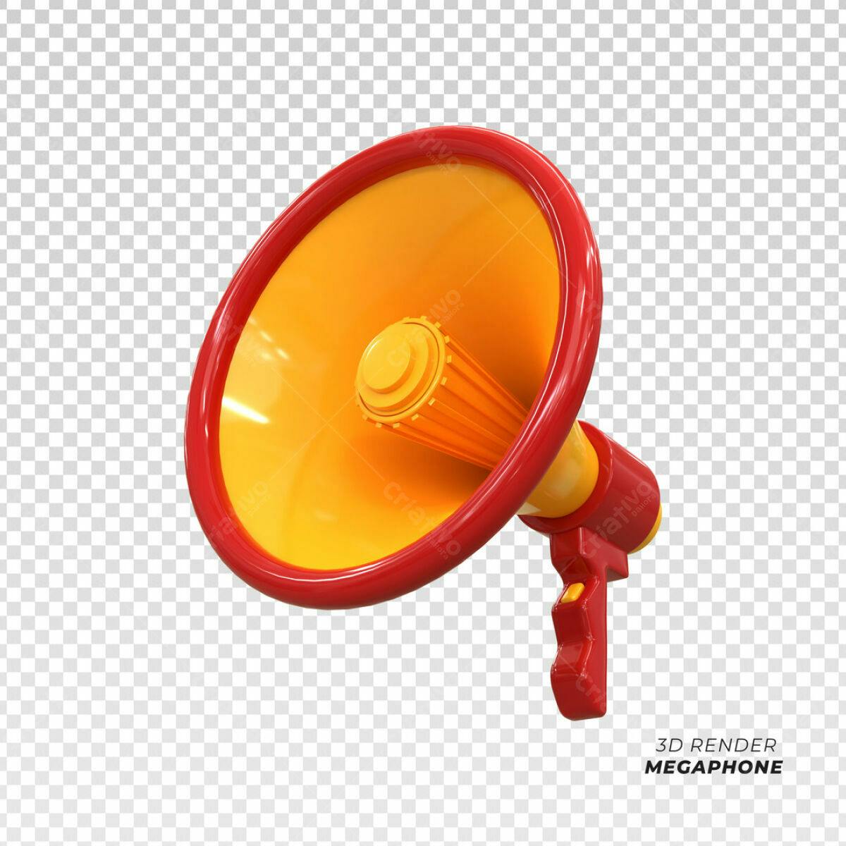 Megafone Vermelho e Amarelo PSD Editável