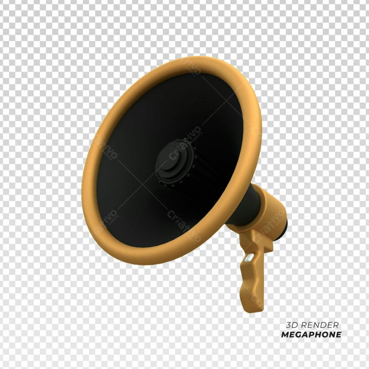 Megafone Dourado 3D PSD Editável