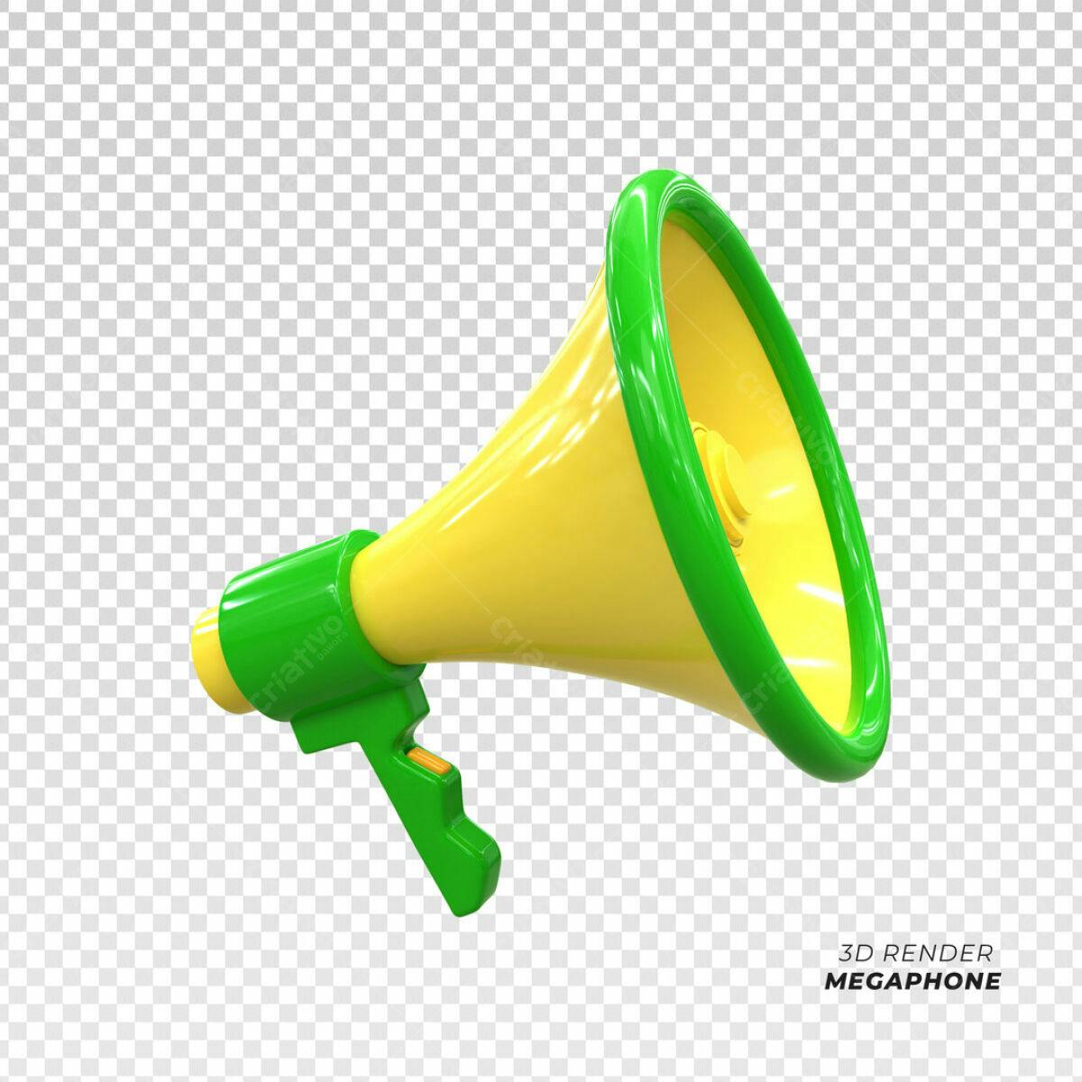 Megafone Amarelo e Verde PSD Editável