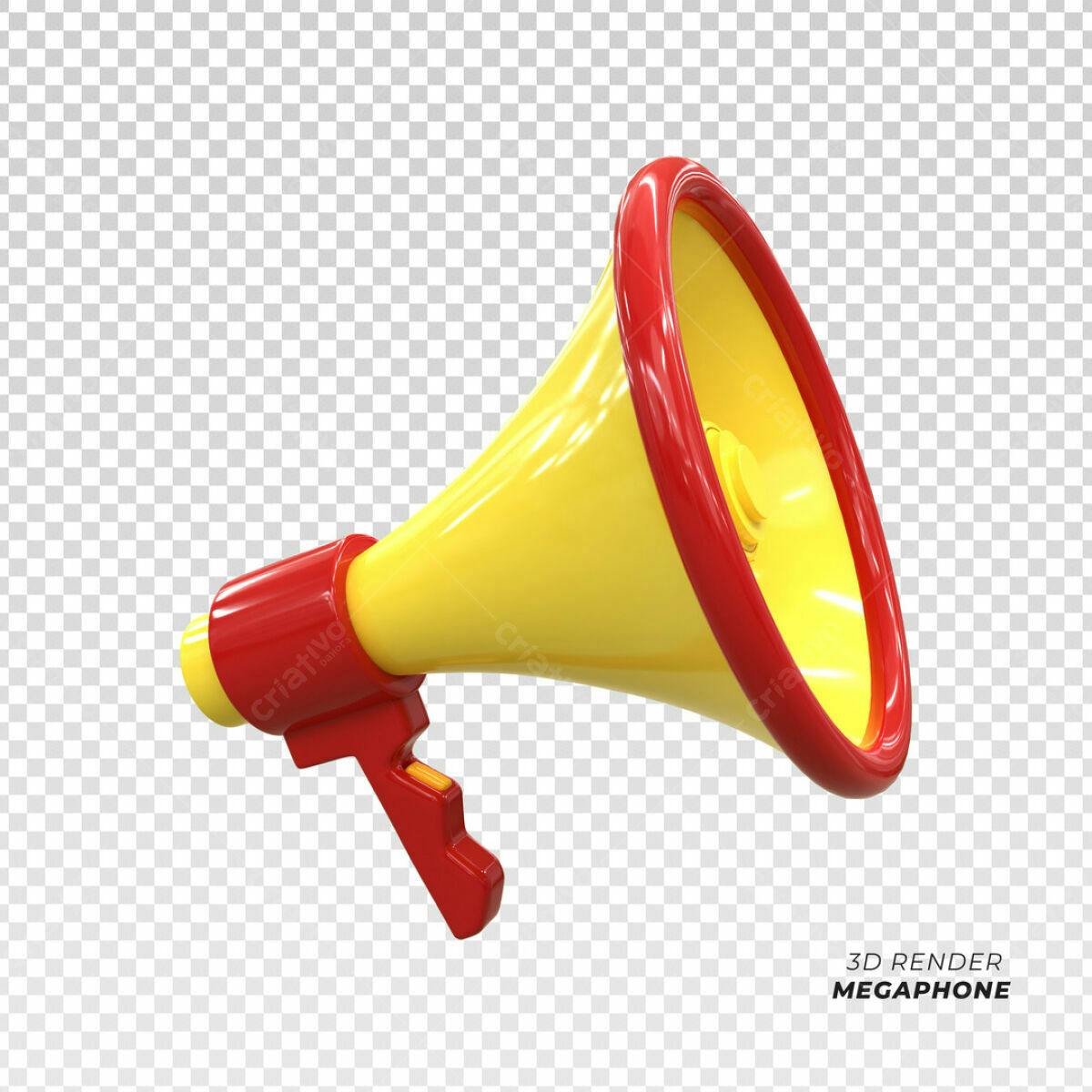 Megafone Amarelo e Vermelho PSD Editável