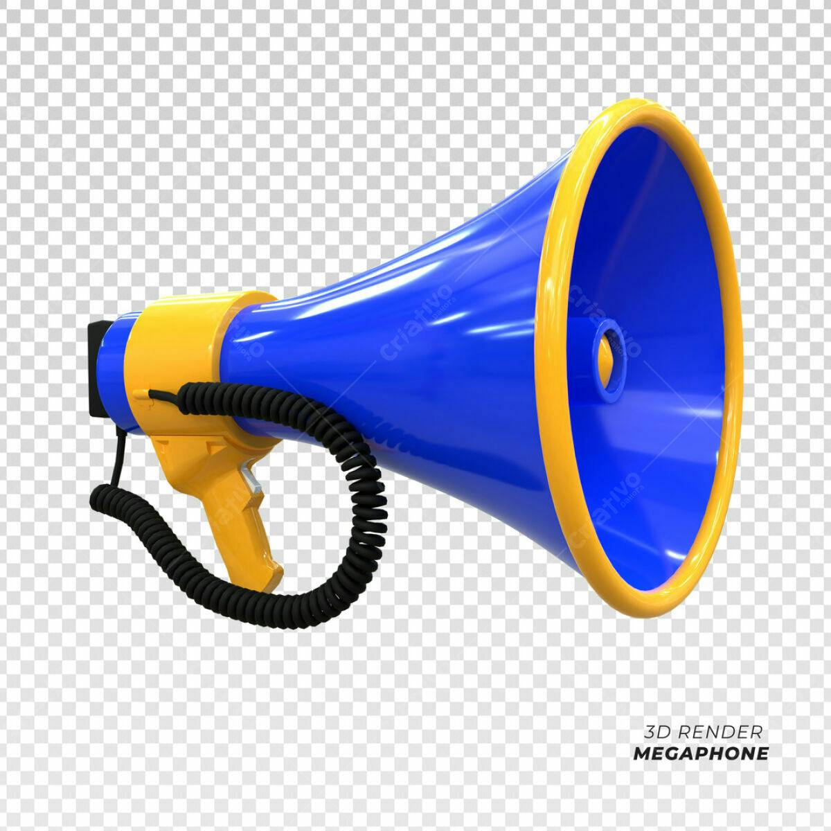 Megafone Azul e Amarelo PSD Editável