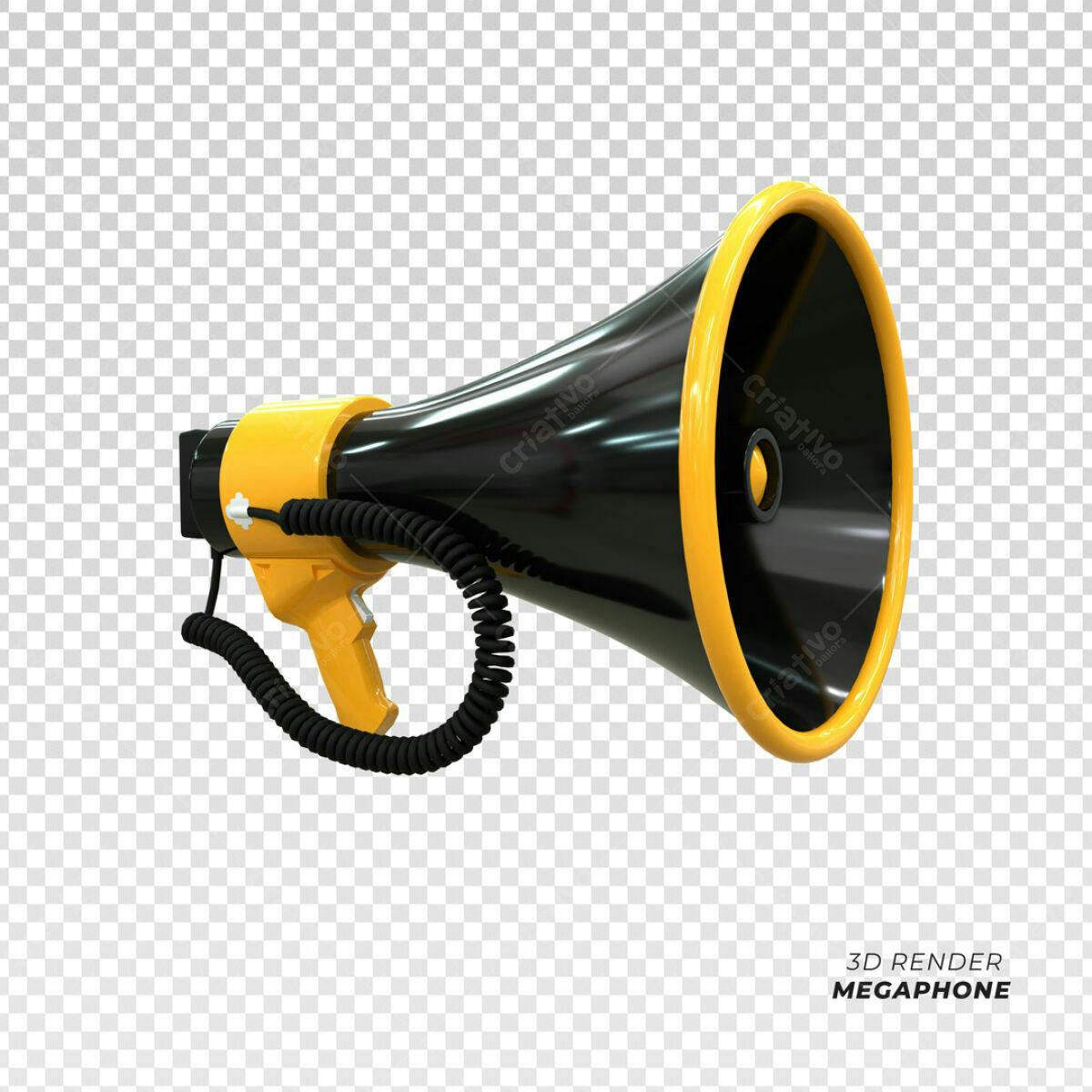 Megafone Preto e Amarelo PSD Editável