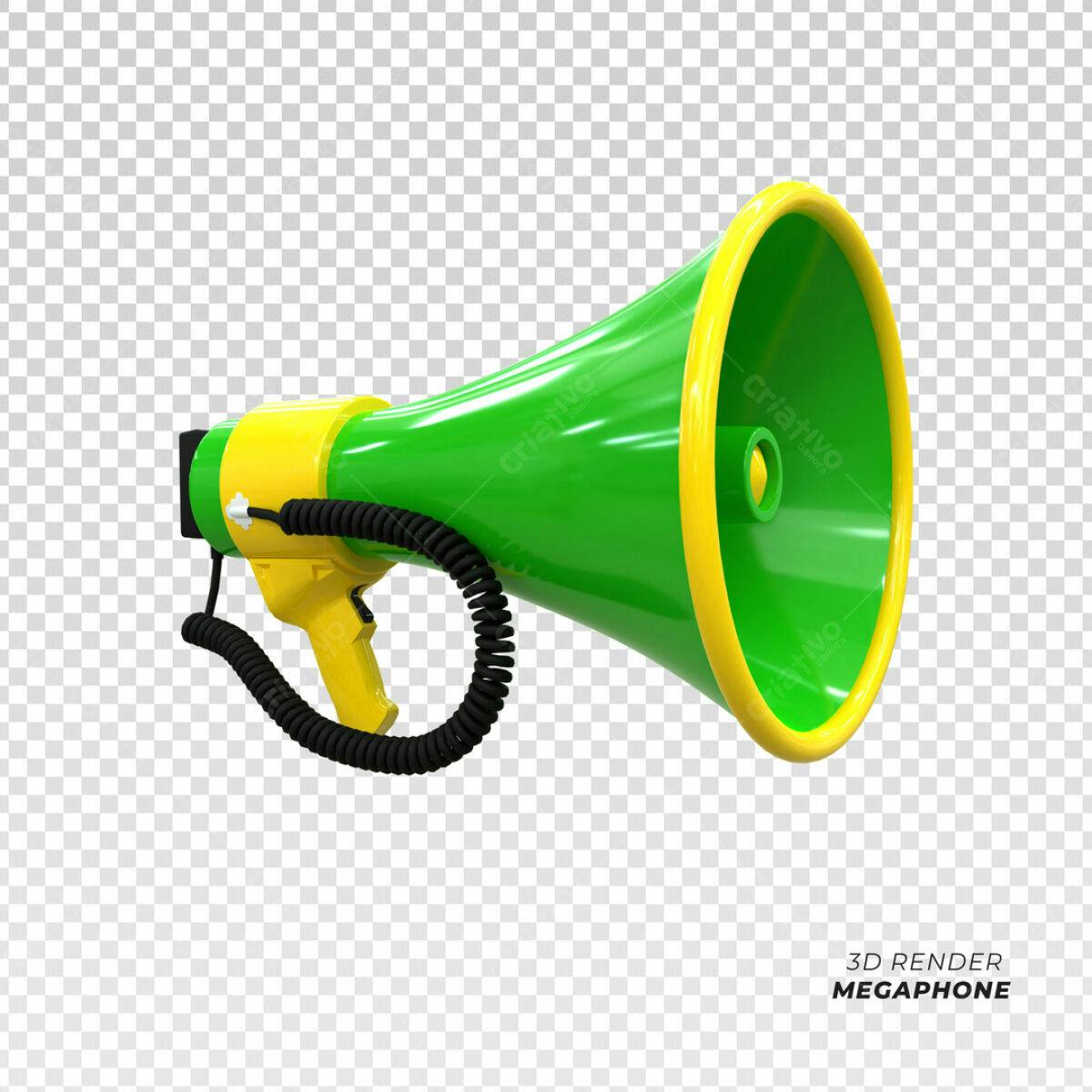 Megafone Verde e Amarelo PSD Editável