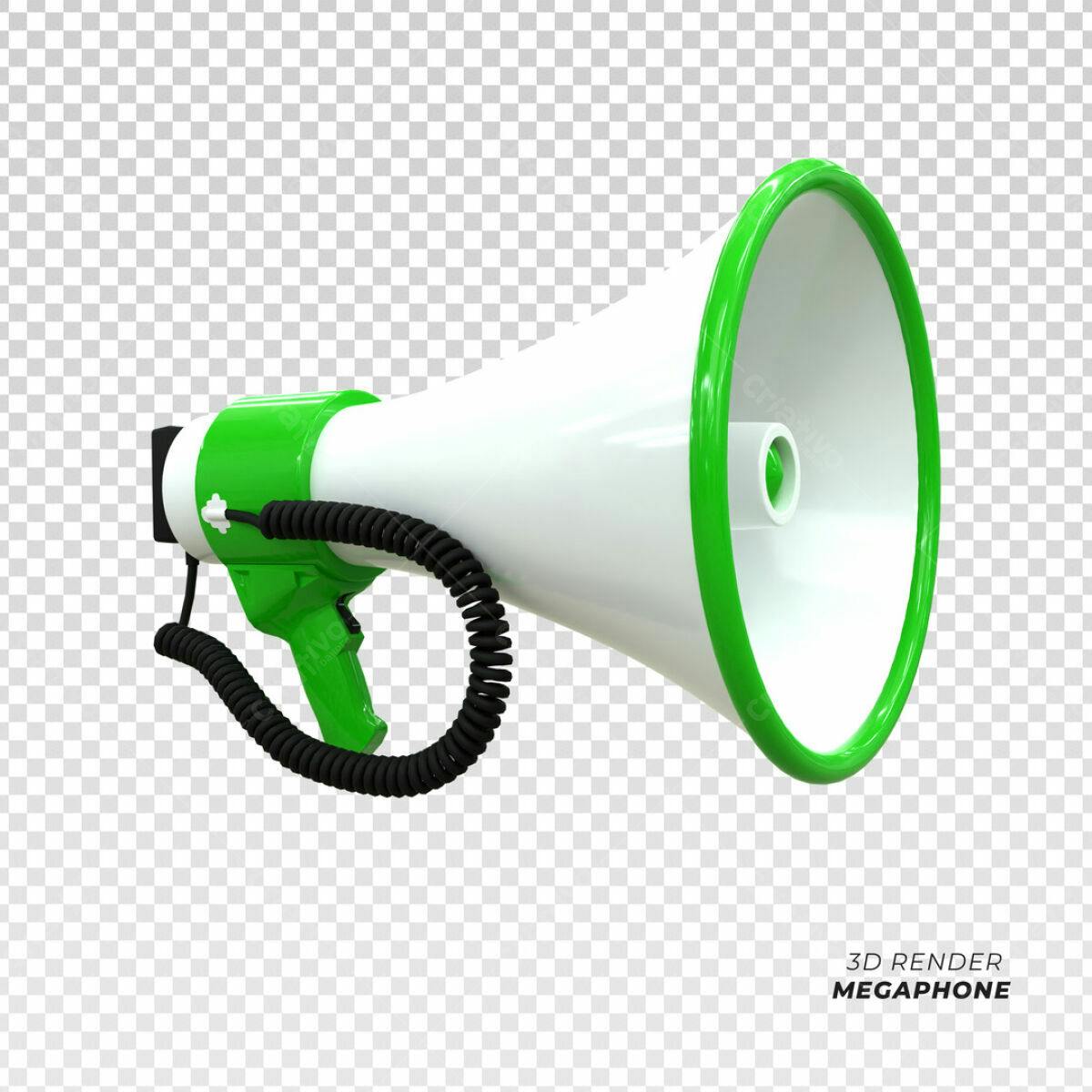 Megafone Verde e Branco PSD Editável