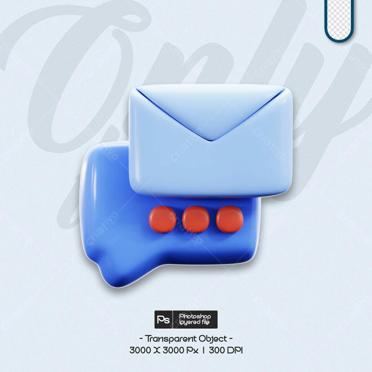 Objeto 3D Mensagem e Envelope PSD Editável