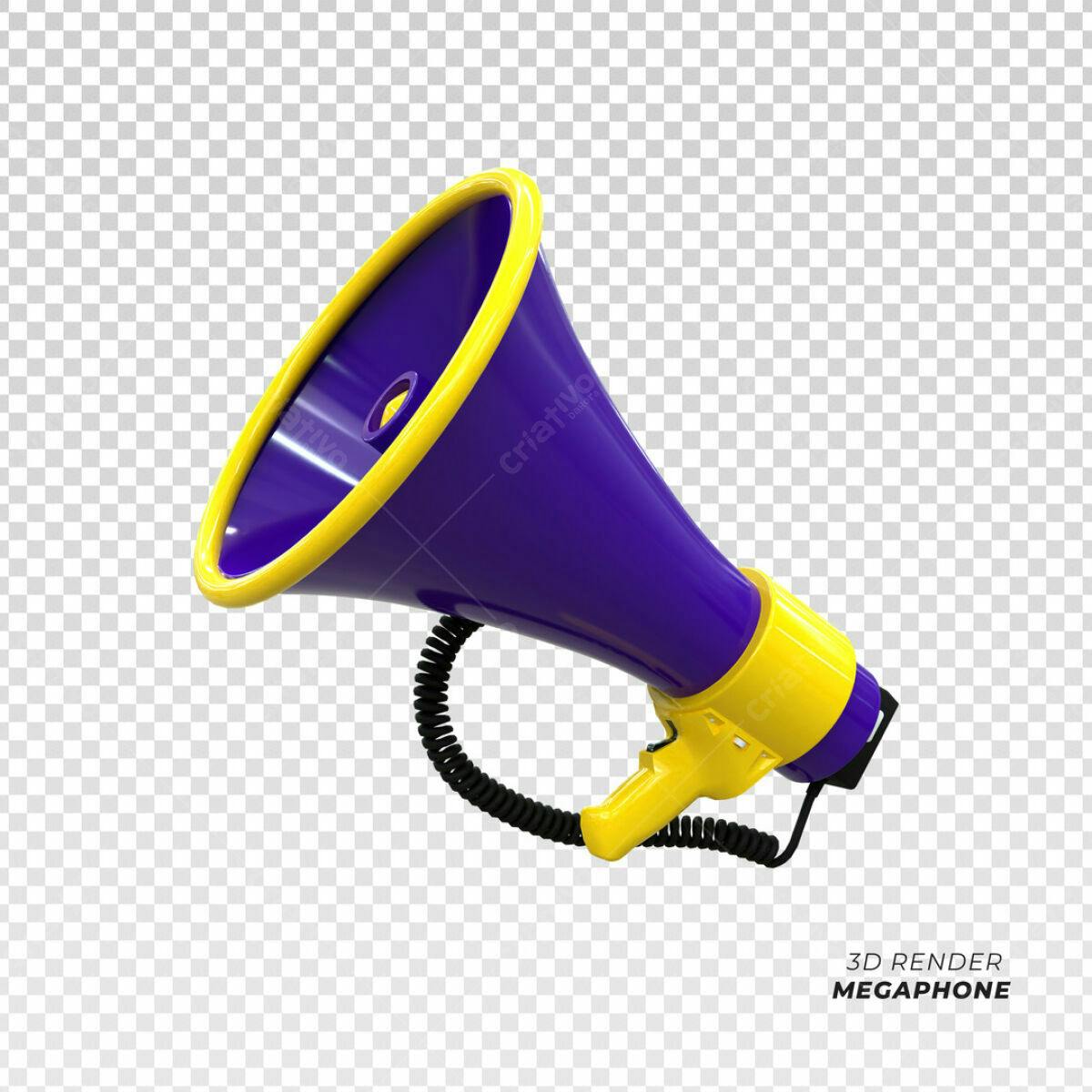 Megafone Roxo e Amarelo PSD Editável