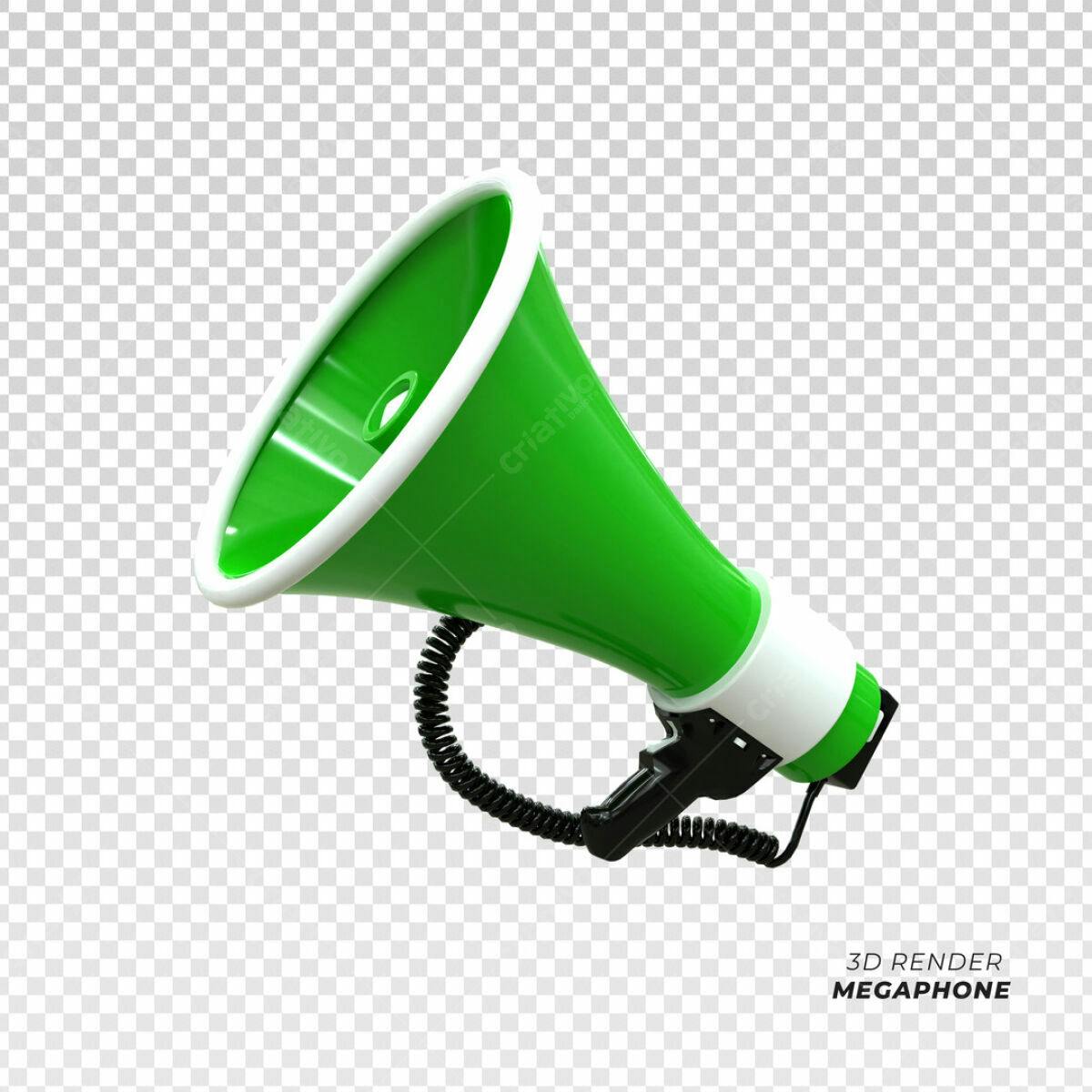 Megafone Verde PSD Editável para Anúncios