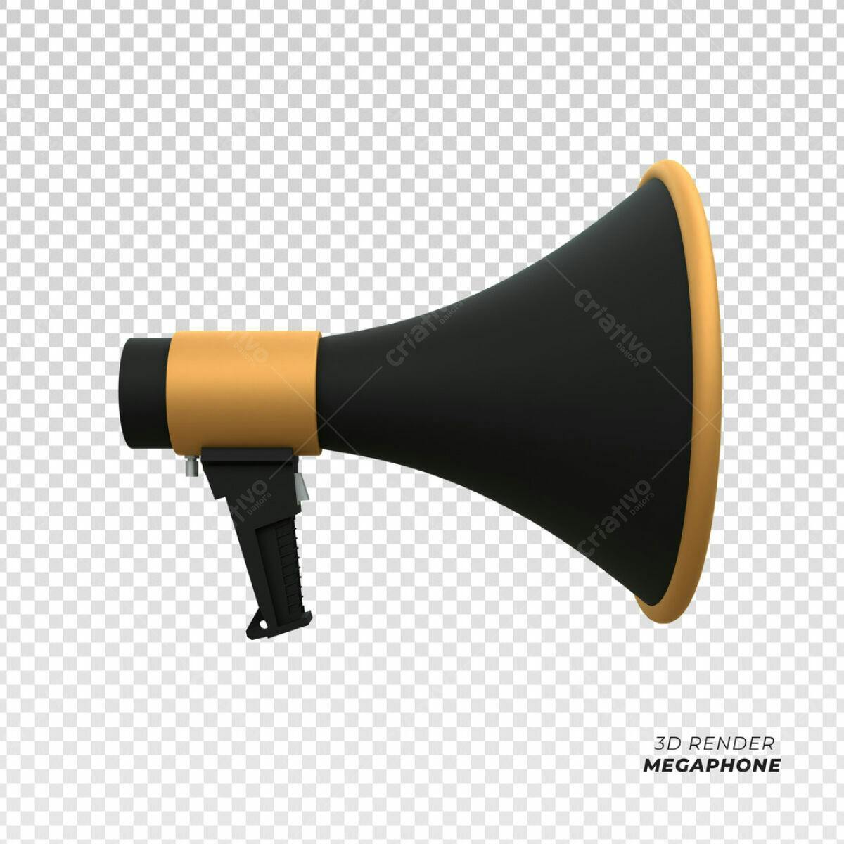 Megafone Preto e Dourado PSD Editável