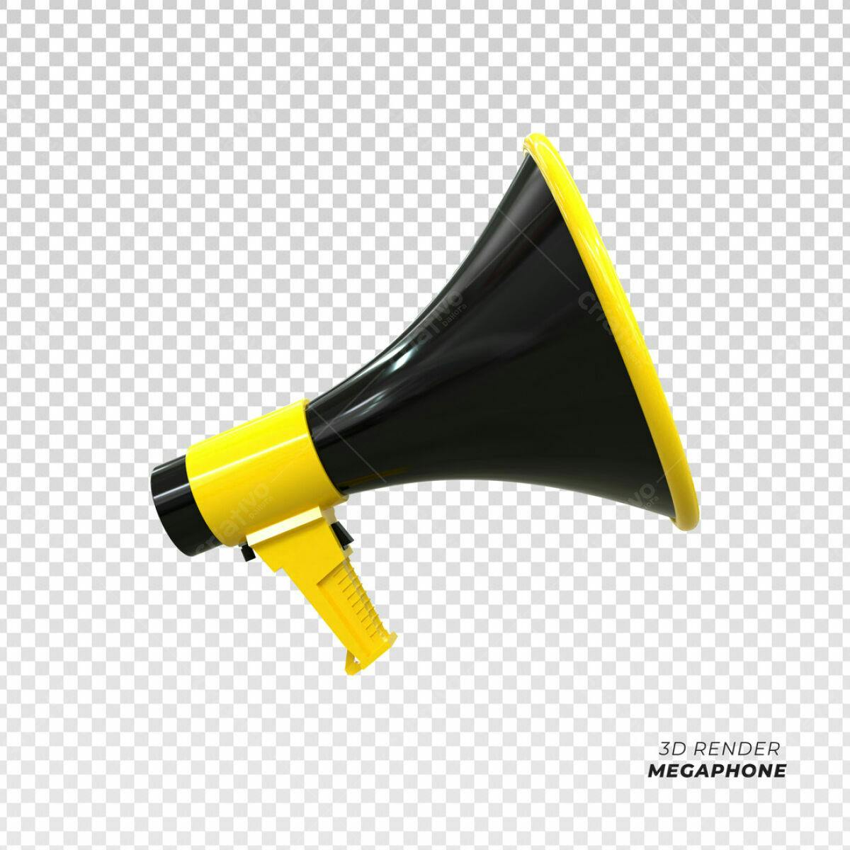 Megafone Amarelo e Preto PSD Editável