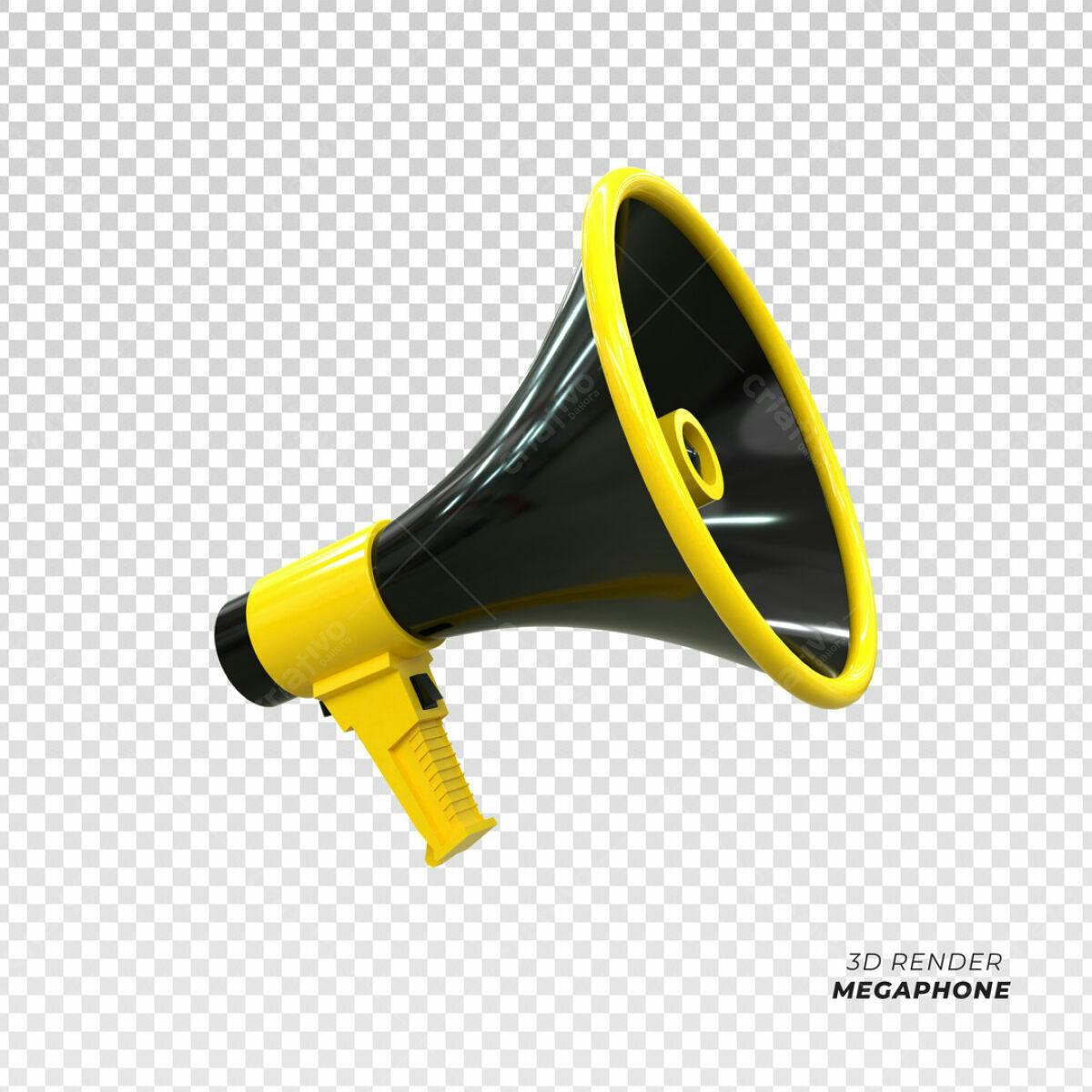 Megafone Amarelo e Preto PSD Editável