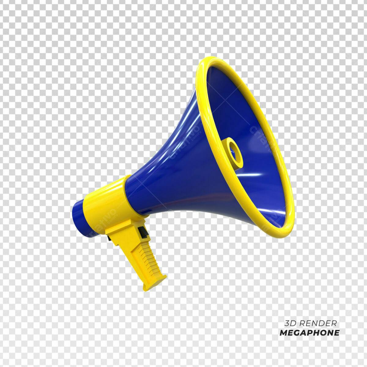 Megafone Azul e Amarelo PSD Editável