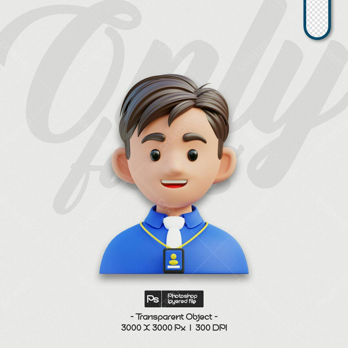 Avatar 3D Masculino para Redes Sociais PSD Editável