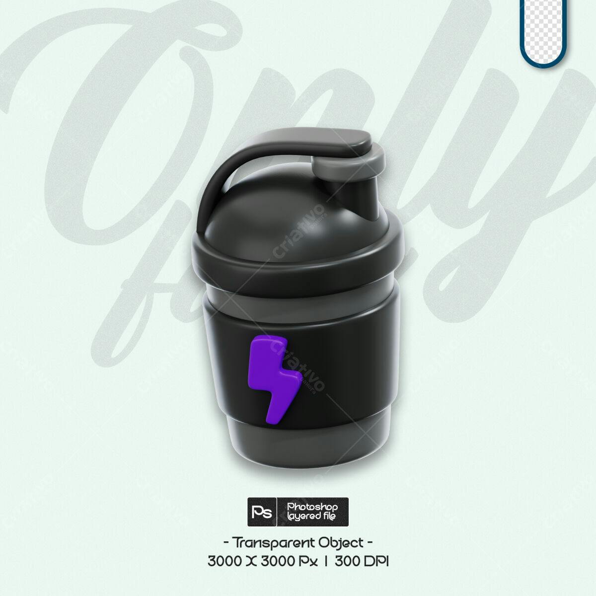 Mockup Copo Shake Preto e Roxo PSD Editável