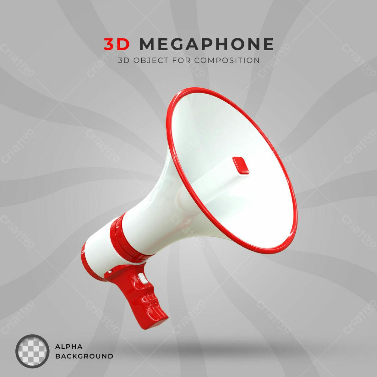 Megaphone 3D Objeto PSD Editável