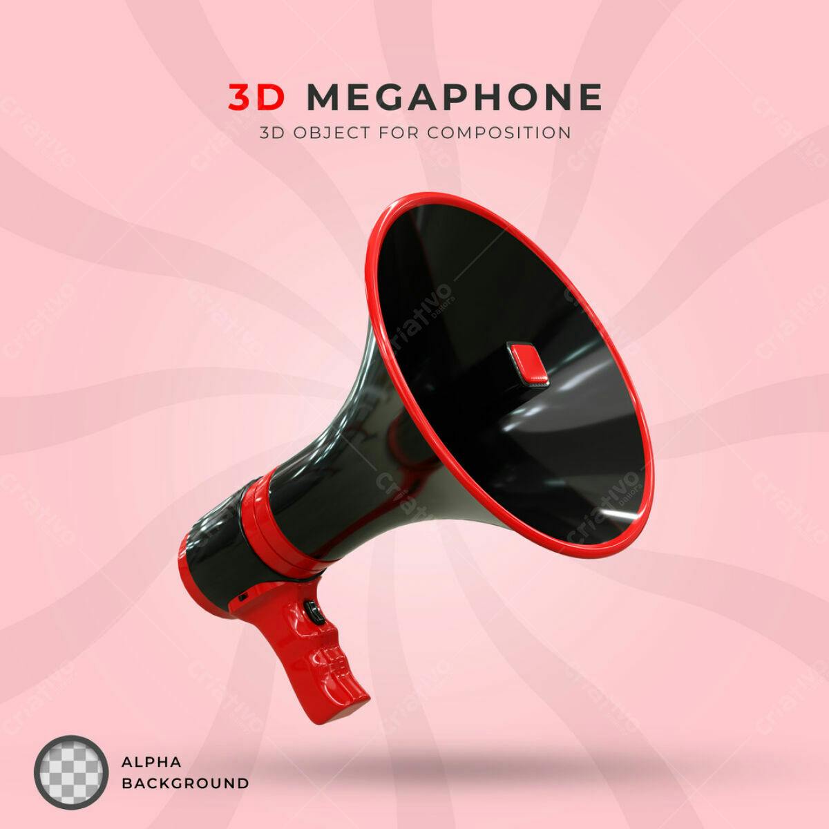 Megafone 3D para Propaganda PSD Editável