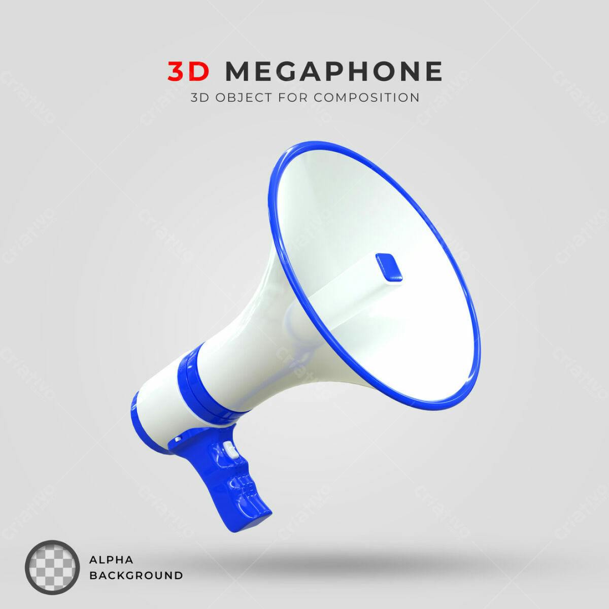 Objeto 3D Megafone PSD Editável