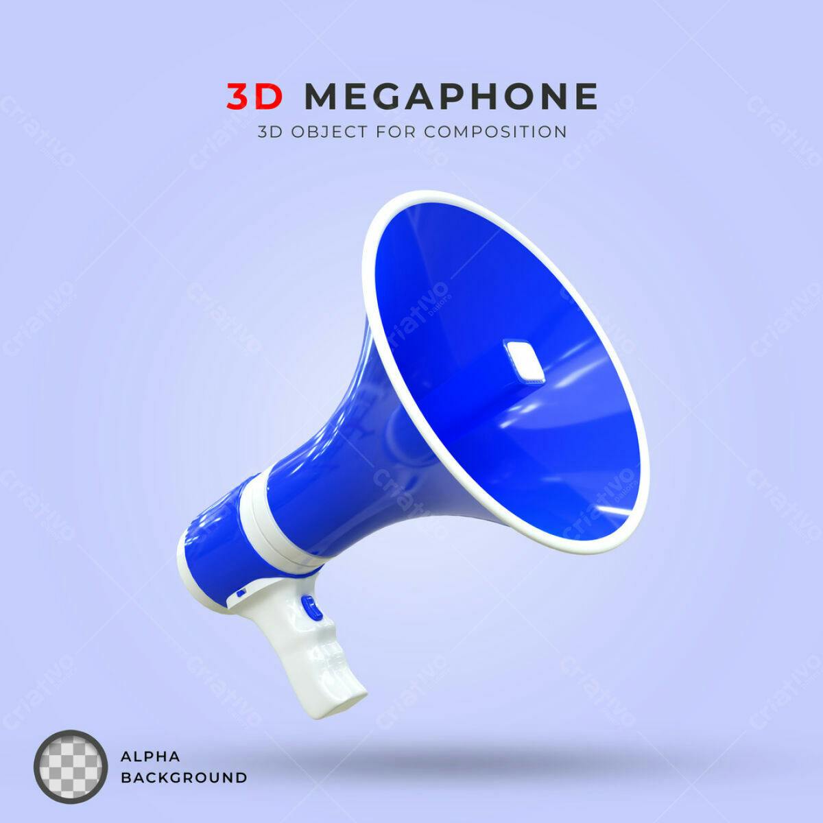 Megafone 3D Azul PSD Editável